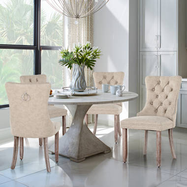 Dining table with discount cream leather chairs